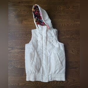 Y2K Ecko red junior white Hooded Vest Size L Graffiti print quilted lined